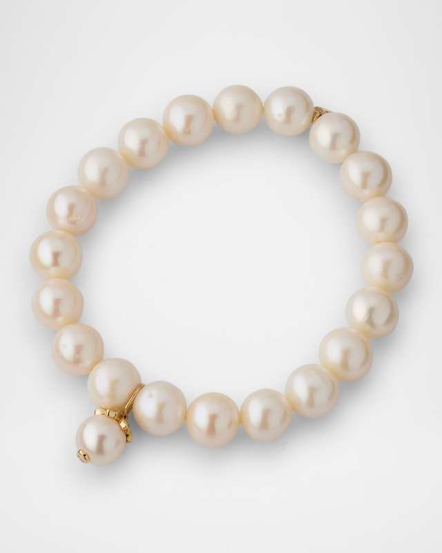 Marquise Eye Bead Charm on Freshwater Pearl Bead Bracelet